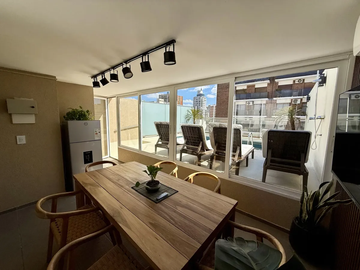 Apartment with balcony and pool